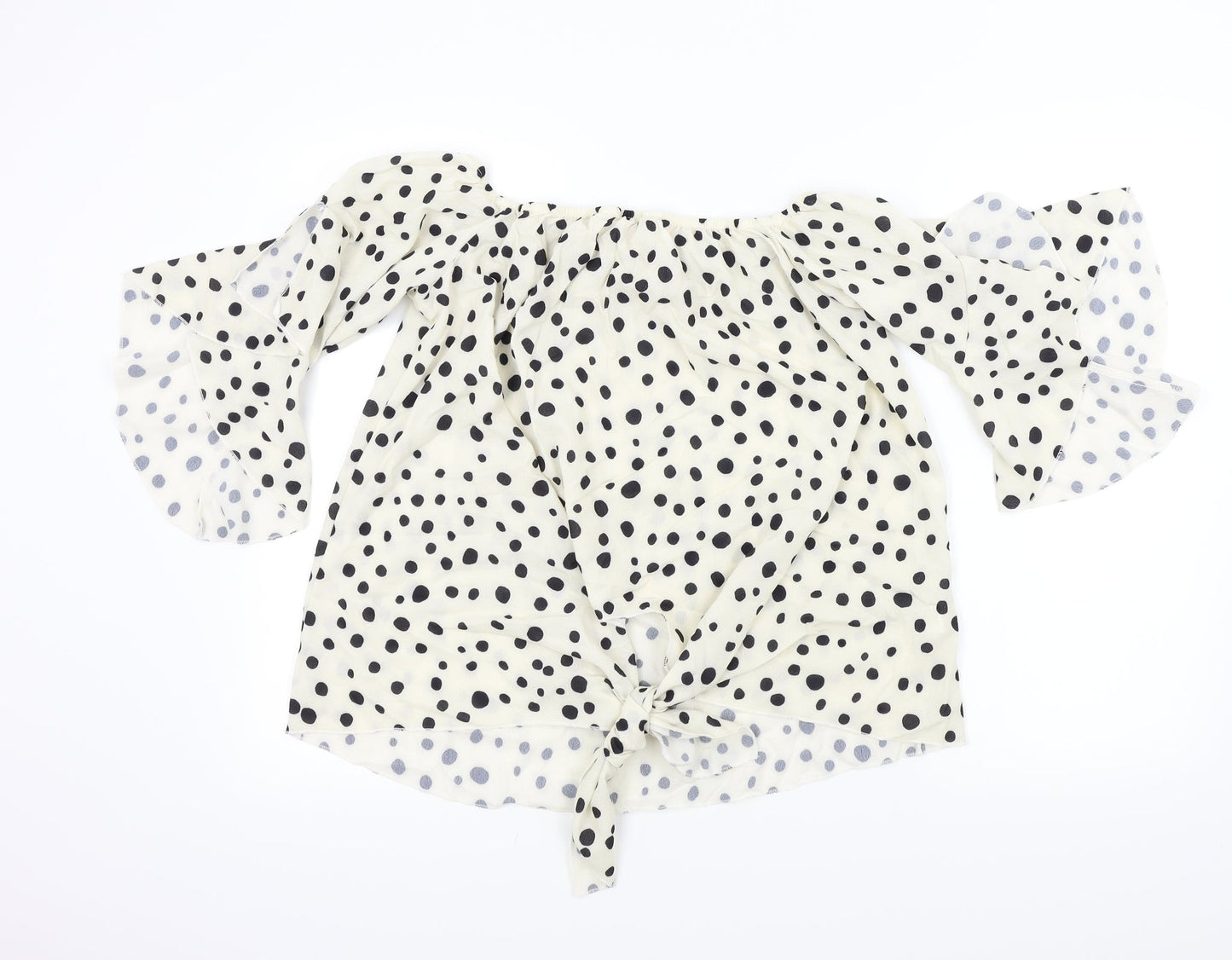 Womens UK Size L Preworn Beige Basic Blouse