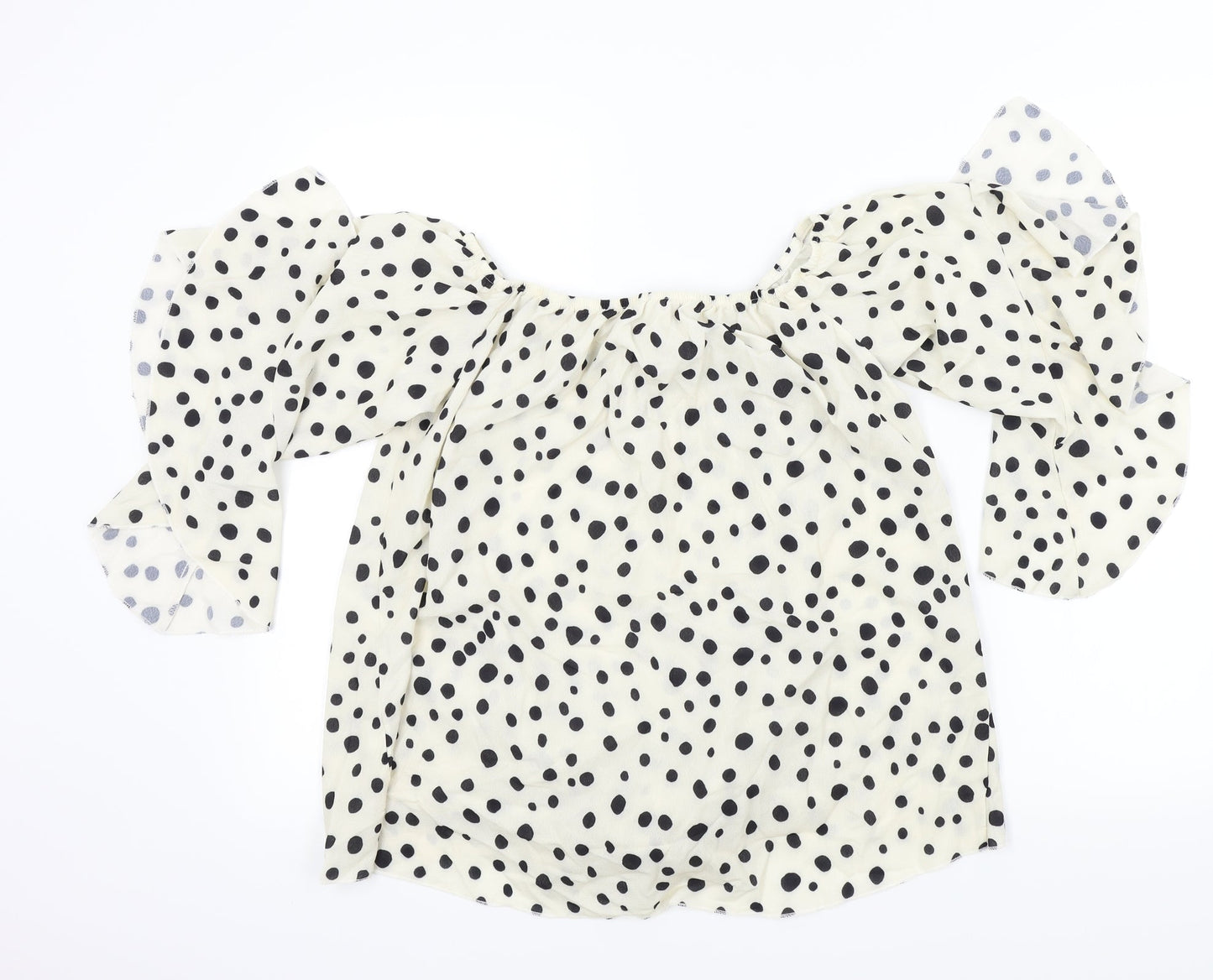 Womens UK Size L Preworn Beige Basic Blouse