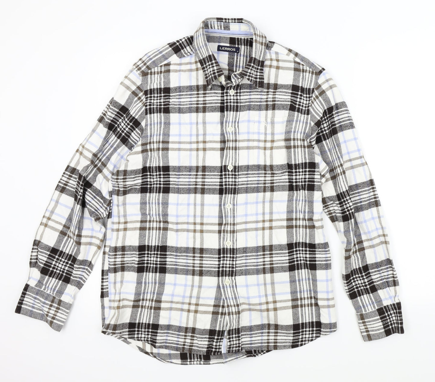 Mens UK Size M LERROS Brown  Button-Up Long Sleeve Casual Shirt