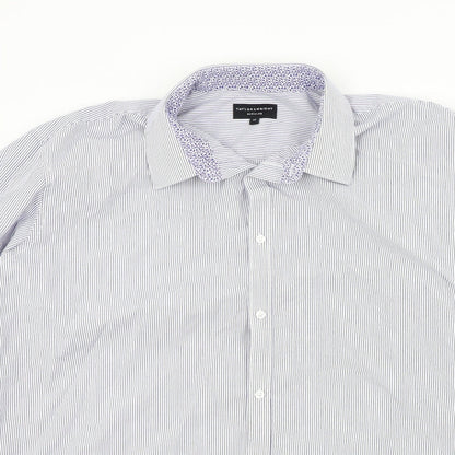Taylor & Wright Mens Blue Striped   Button-Up Size 17