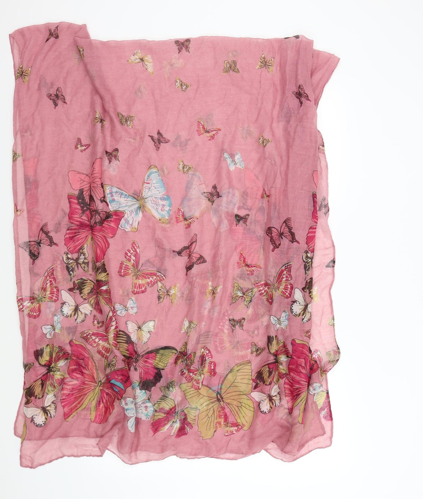 Preworn Womens Pink    Scarf   - butteflies