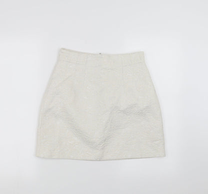 H&M Womens White Floral  A-Line Skirt Size 12