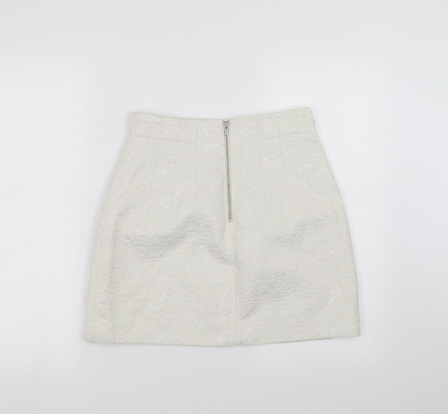 H&M Womens White Floral  A-Line Skirt Size 12