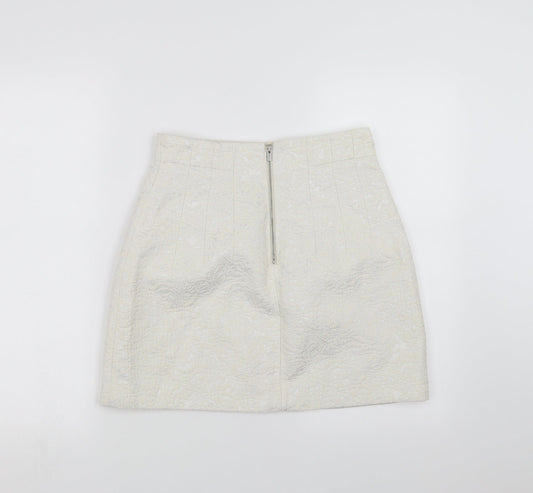 H&M Womens White Floral  A-Line Skirt Size 12