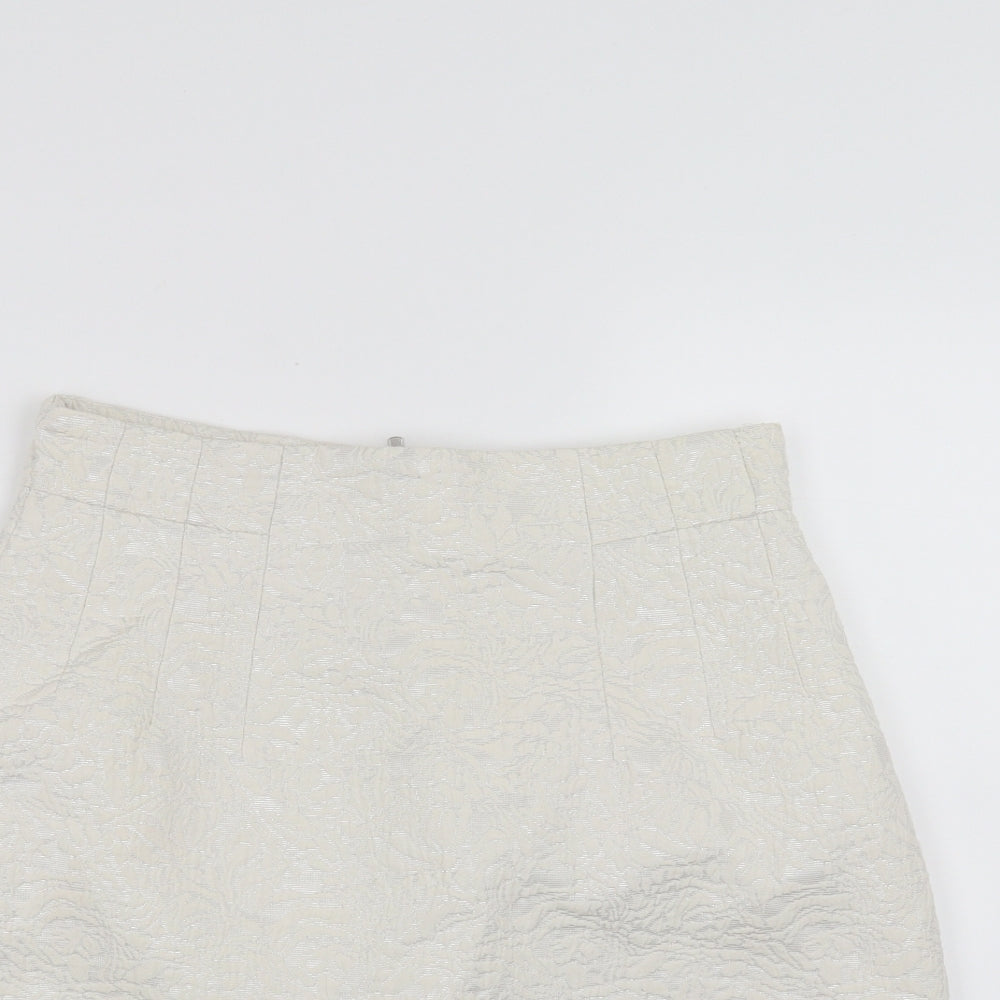 H&M Womens White Floral  A-Line Skirt Size 12