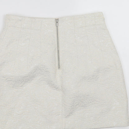 H&M Womens White Floral  A-Line Skirt Size 12