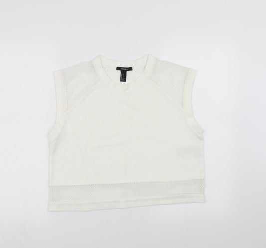 FOREVER 21 Womens White   Cropped T-Shirt Size M