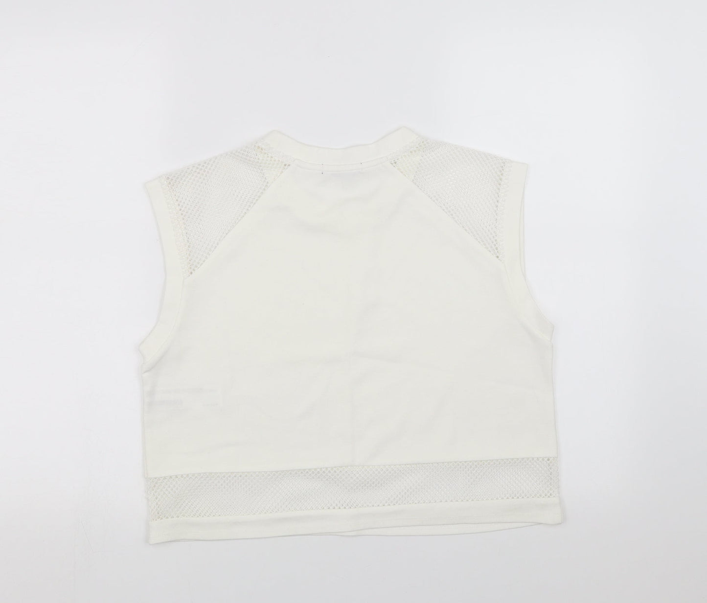 Womens UK Size M FOREVER 21 White Cropped T-Shirt