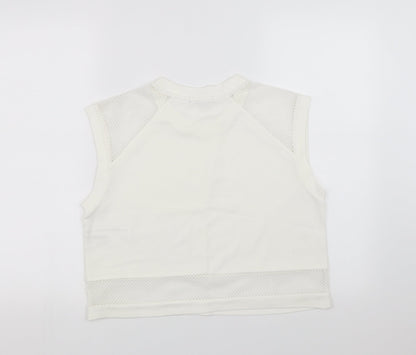 Womens UK Size M FOREVER 21 White Cropped T-Shirt