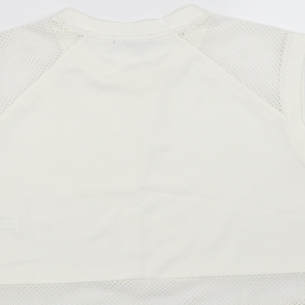 Womens UK Size M FOREVER 21 White Cropped T-Shirt