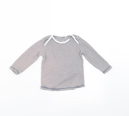 Next Baby White Striped  Basic T-Shirt Size 6-9 Months