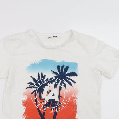 Pep&Co Boys White   Basic T-Shirt Size 10-11 Years  - los angeles