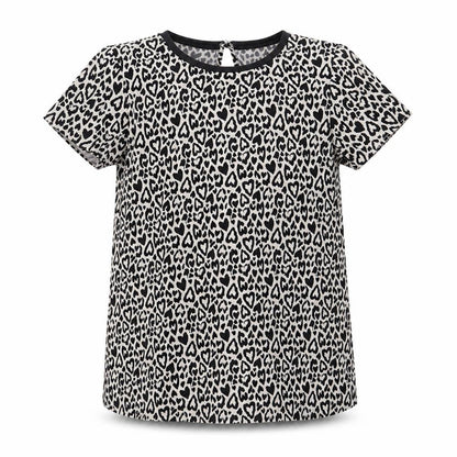 F&F Girls Black Animal Print  Basic Blouse Size 10-11 Years