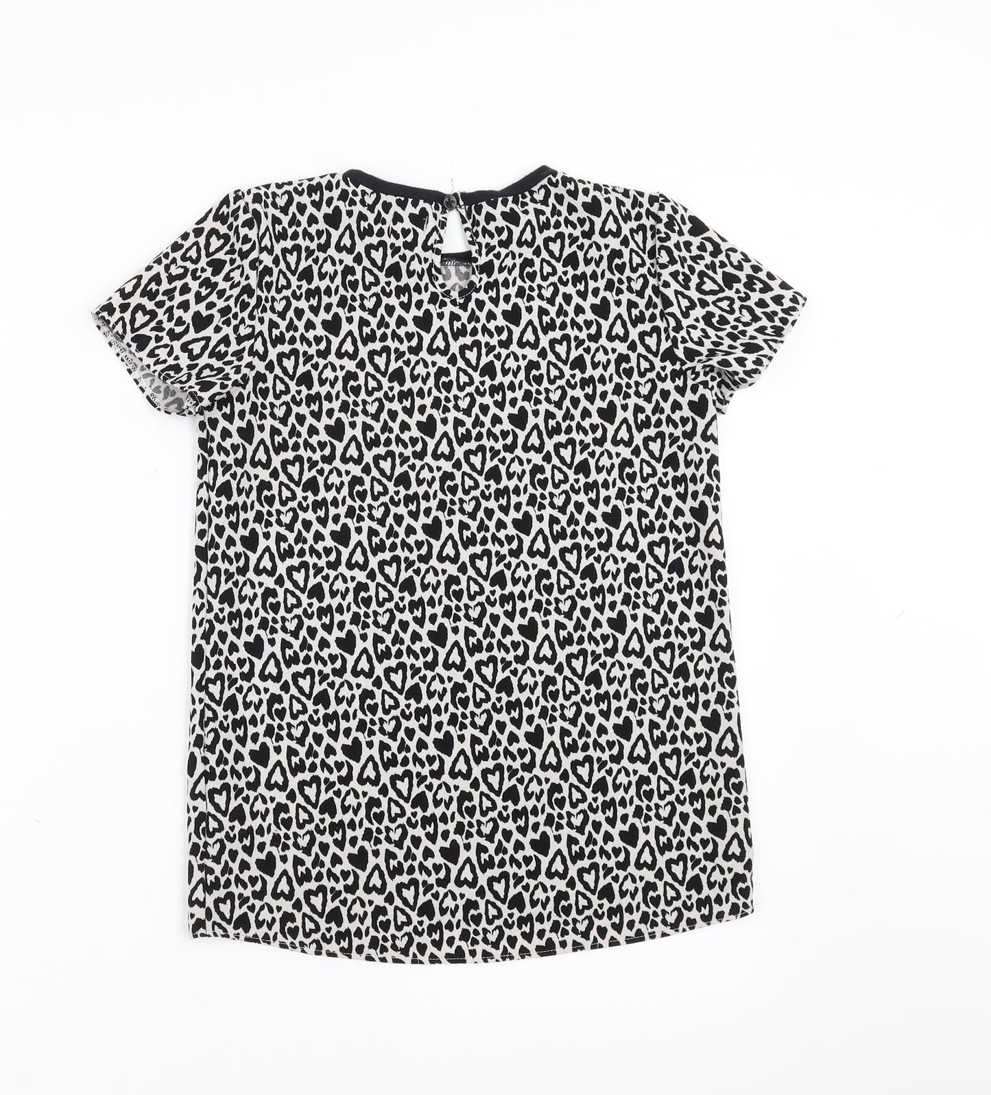 F&F Girls Black Animal Print  Basic Blouse Size 10-11 Years