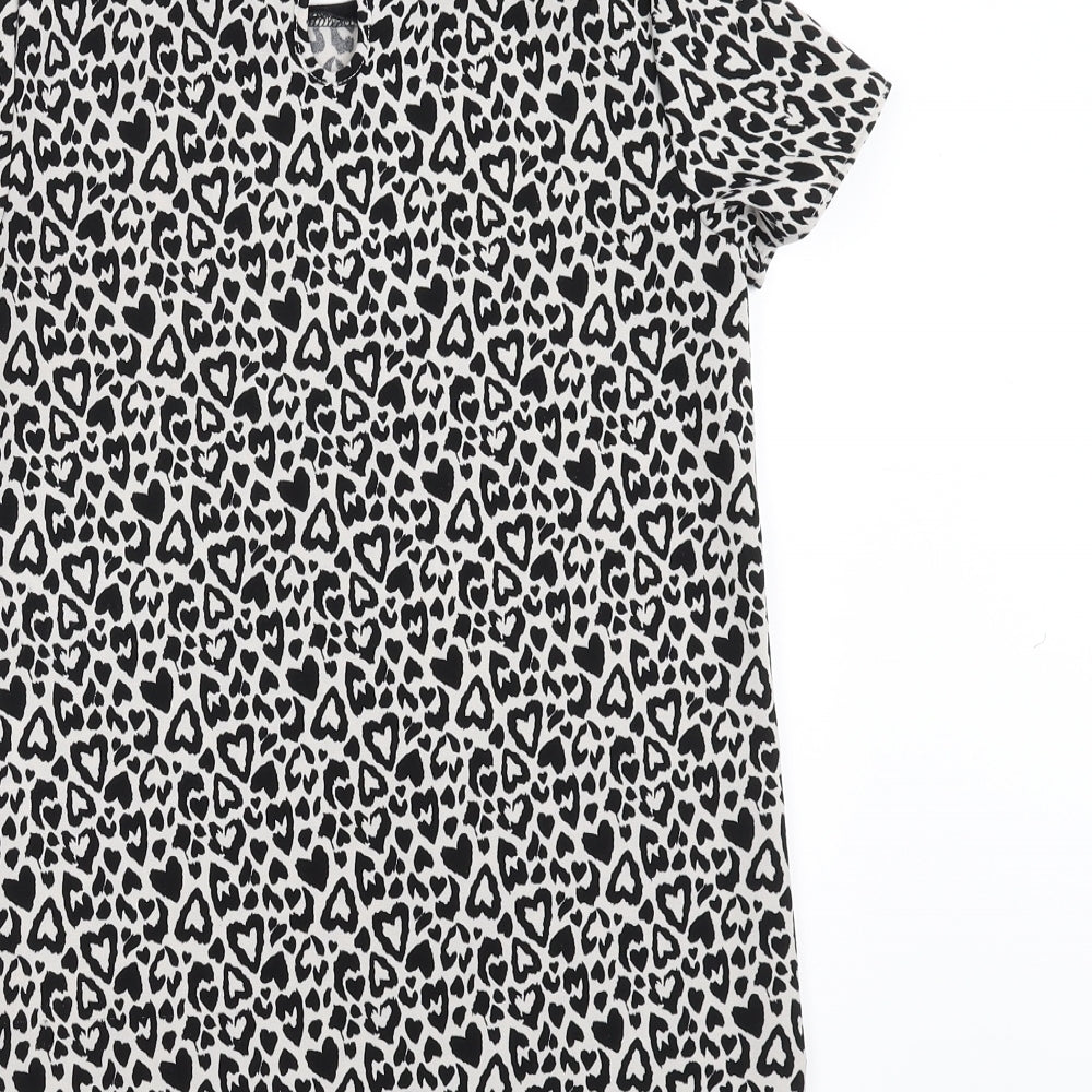 F&F Girls Black Animal Print  Basic Blouse Size 10-11 Years