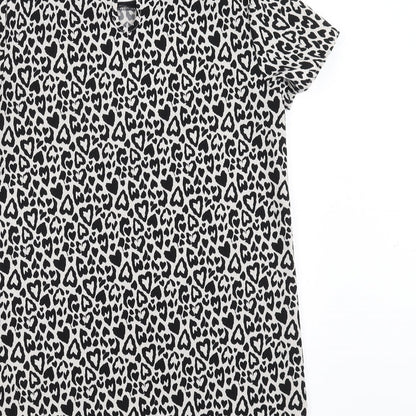 F&F Girls Black Animal Print  Basic Blouse Size 10-11 Years