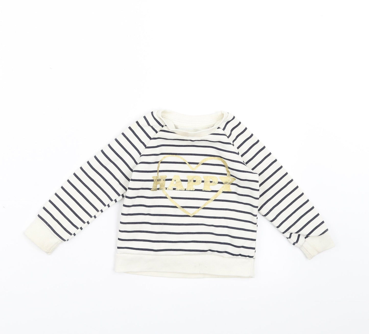 Primark Baby Ivory Striped  Pullover Jumper Size 9-12 Months  - happy