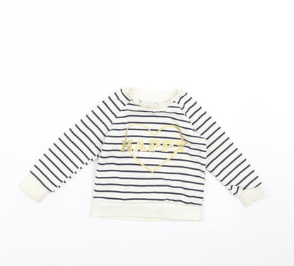 Primark Baby Ivory Striped  Pullover Jumper Size 9-12 Months  - happy