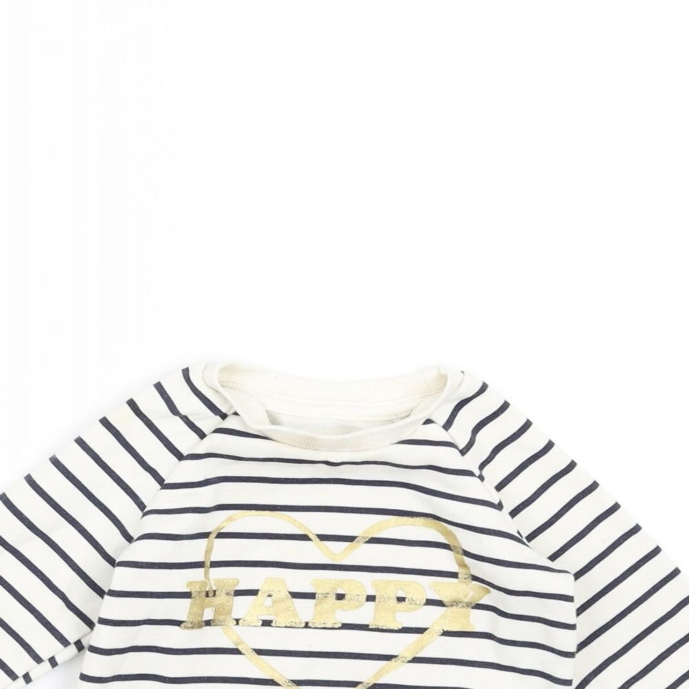 Primark Baby Ivory Striped  Pullover Jumper Size 9-12 Months  - happy
