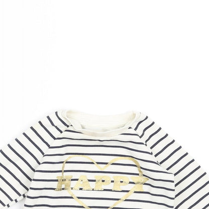 Primark Baby Ivory Striped  Pullover Jumper Size 9-12 Months  - happy