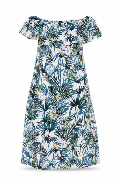 Primark Womens Blue Floral  Trapeze & Swing  Size 4  - Leaf Pattern