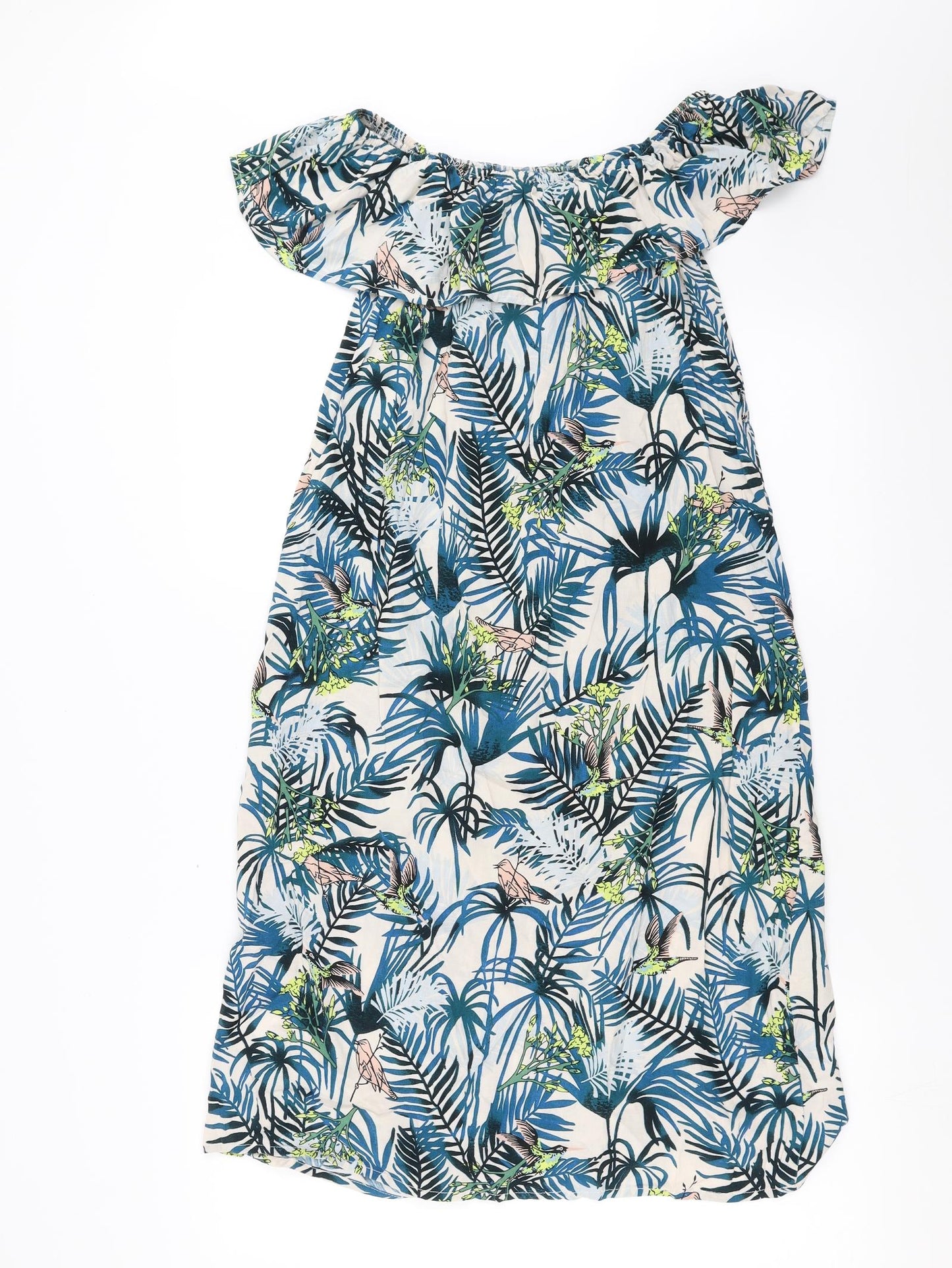 Primark Womens Blue Floral  Trapeze & Swing  Size 4  - Leaf Pattern