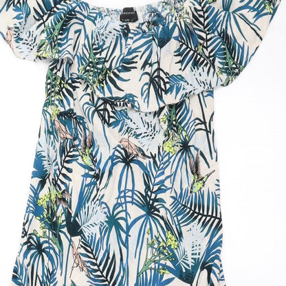 Primark Womens Blue Floral  Trapeze & Swing  Size 4  - Leaf Pattern