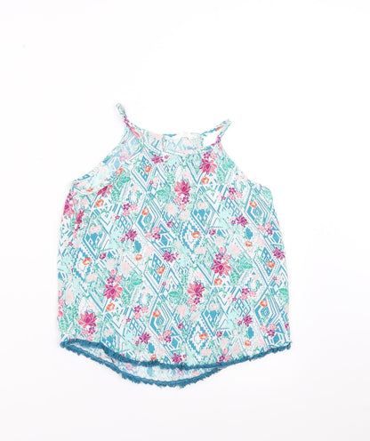 Candy Couture Girls Blue Floral  Camisole Blouse Size 9 Years