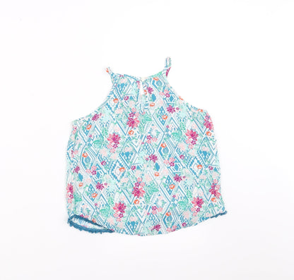 Candy Couture Girls Blue Floral  Camisole Blouse Size 9 Years