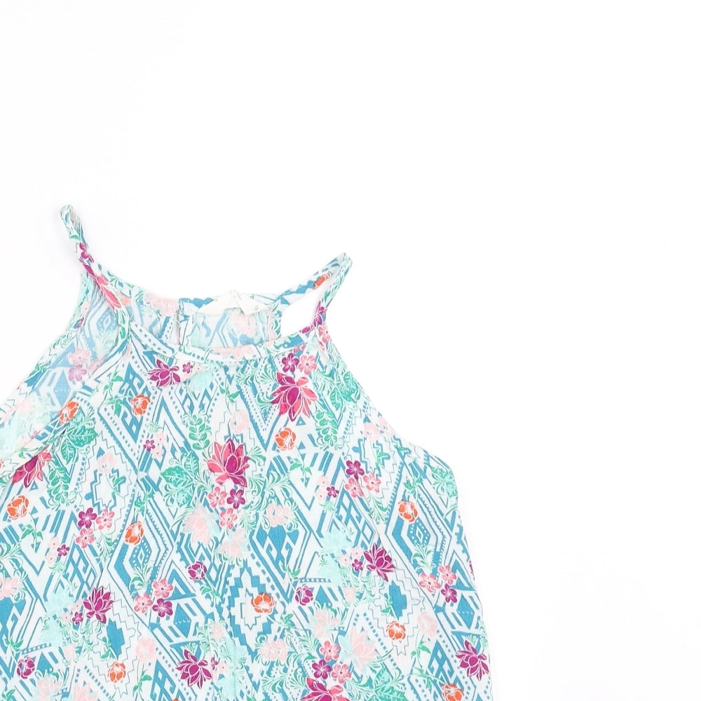 Candy Couture Girls Blue Floral  Camisole Blouse Size 9 Years