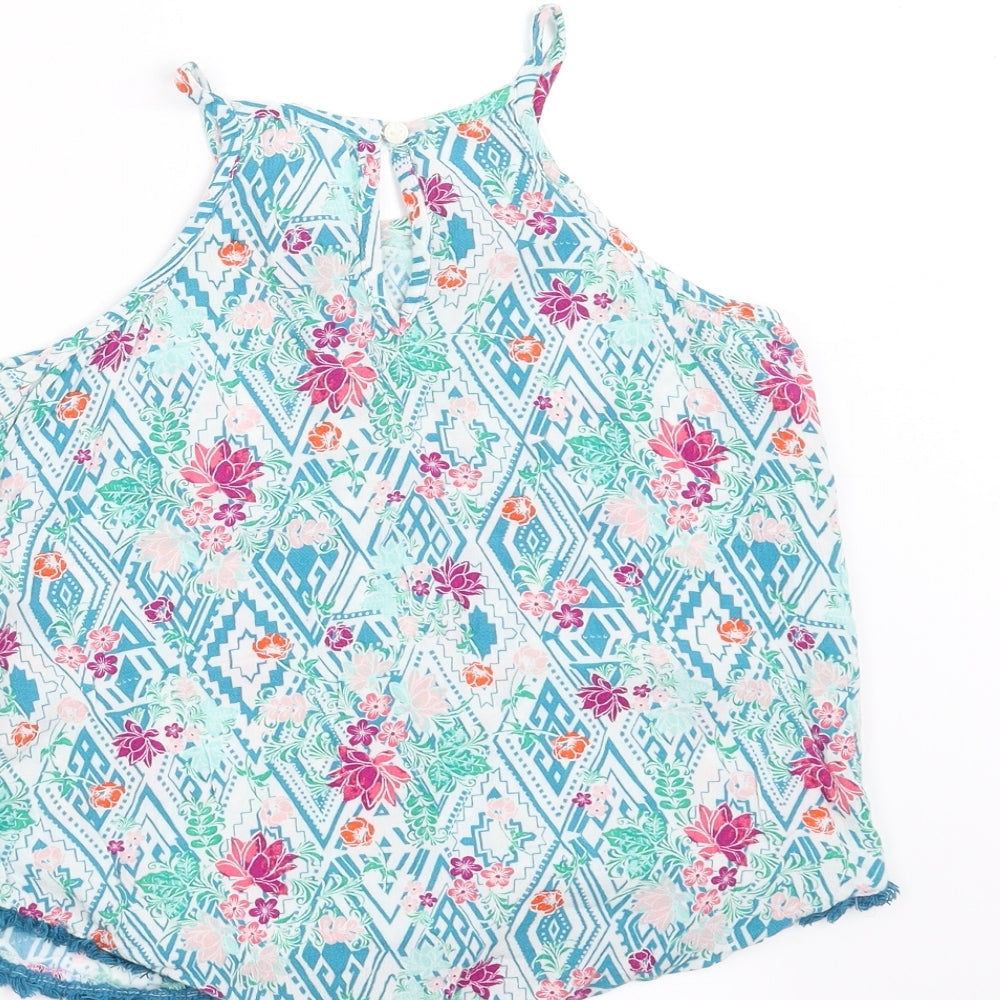 Candy Couture Girls Blue Floral  Camisole Blouse Size 9 Years