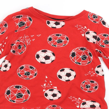 George Boys Red Solid   Pyjama Top Size 5-6 Years  - Football