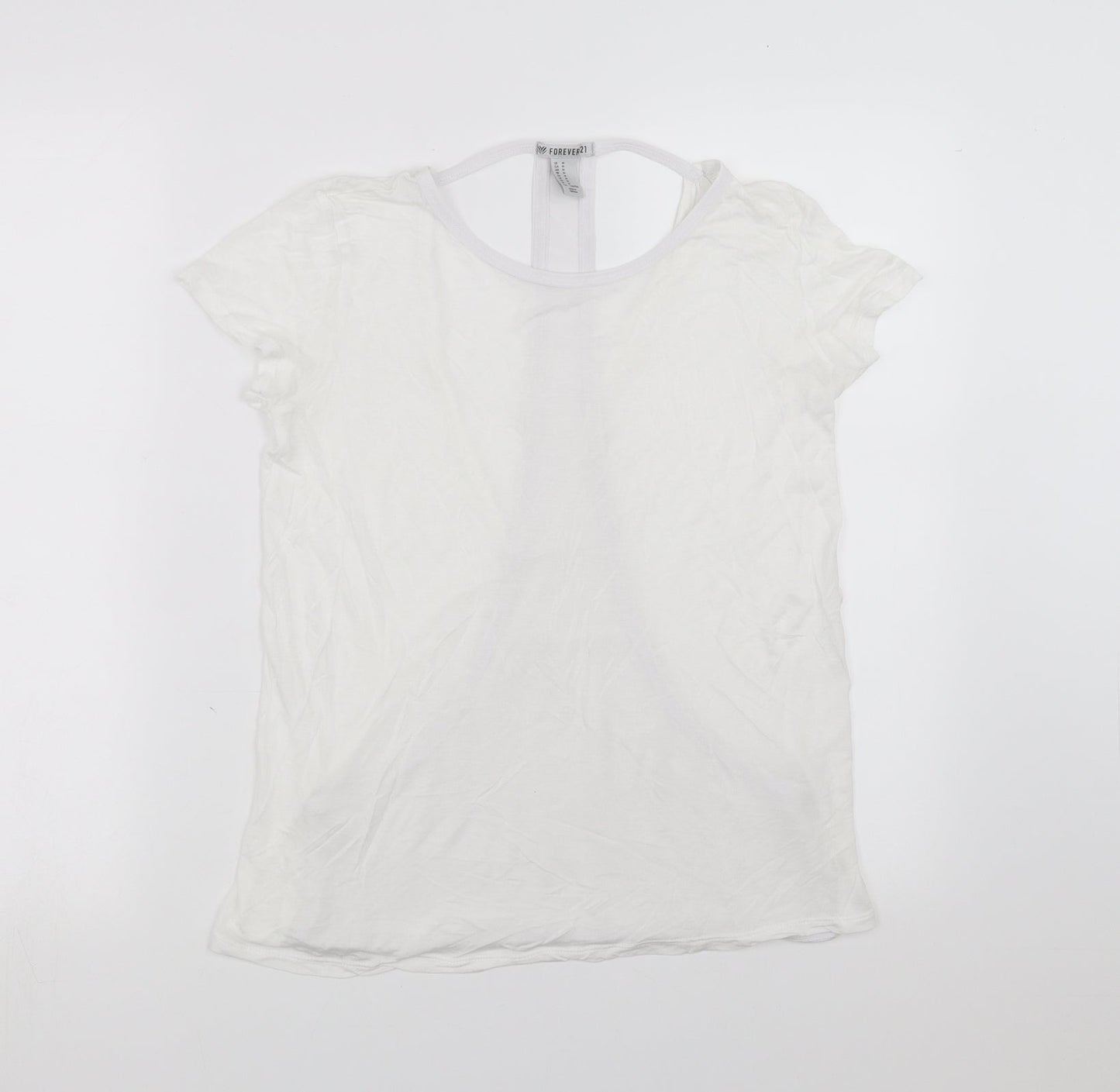 FOREVER 21 Womens White   Basic T-Shirt Size M  - open back
