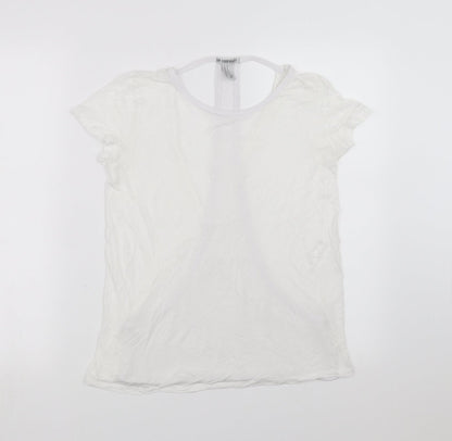 FOREVER 21 Womens White   Basic T-Shirt Size M  - open back