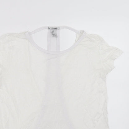 FOREVER 21 Womens White   Basic T-Shirt Size M  - open back