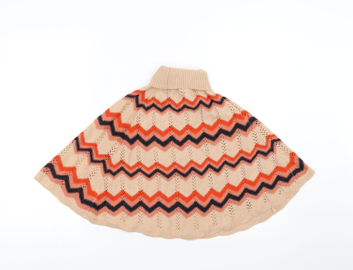 NEXT Girls Beige Geometric  Cape Jumper Size 5-6 Years