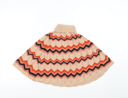 NEXT Girls Beige Geometric  Cape Jumper Size 5-6 Years