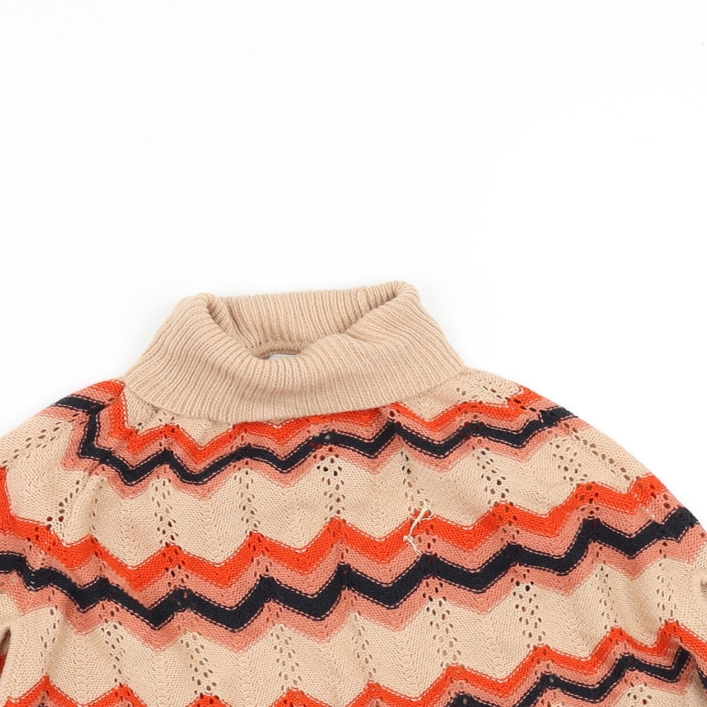 NEXT Girls Beige Geometric  Cape Jumper Size 5-6 Years