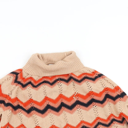 NEXT Girls Beige Geometric  Cape Jumper Size 5-6 Years
