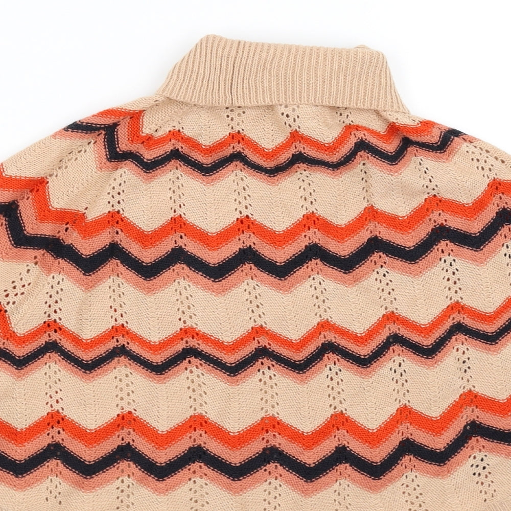 NEXT Girls Beige Geometric  Cape Jumper Size 5-6 Years