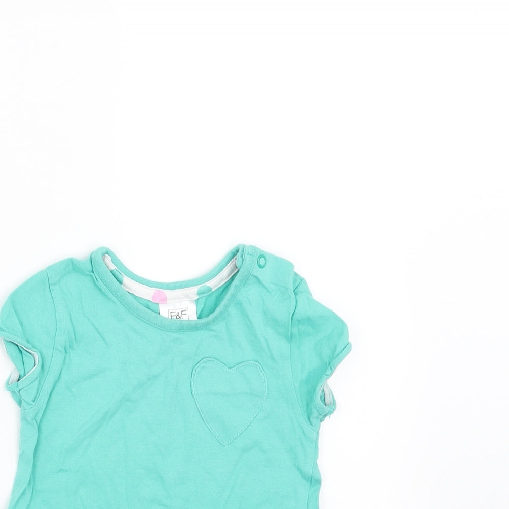 F&F Girls Green   Basic T-Shirt Size 6-9 Months