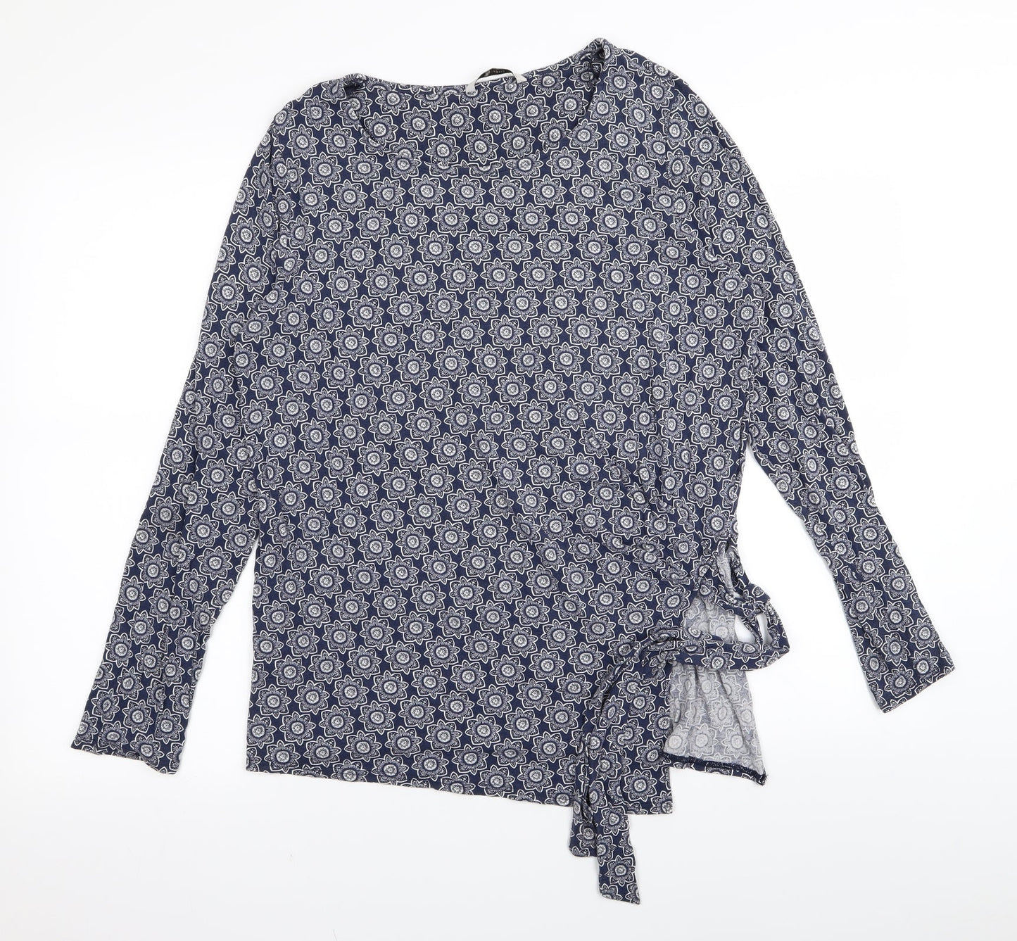 TU Womens Blue Geometric  Basic T-Shirt Size 14