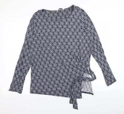 TU Womens Blue Geometric  Basic T-Shirt Size 14