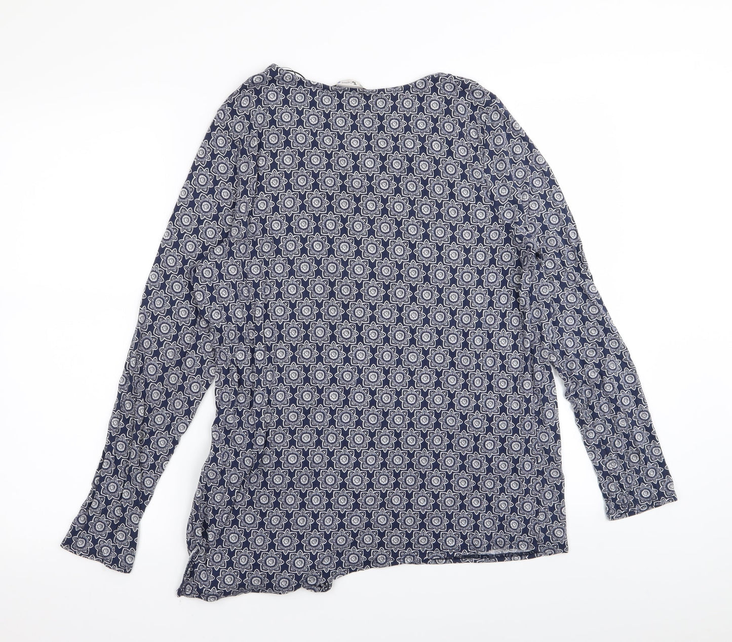 TU Womens Blue Geometric  Basic T-Shirt Size 14