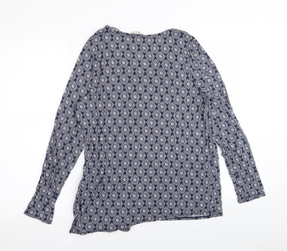 TU Womens Blue Geometric  Basic T-Shirt Size 14