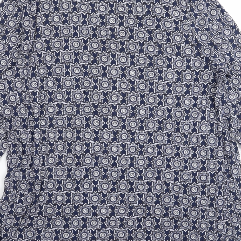 TU Womens Blue Geometric  Basic T-Shirt Size 14