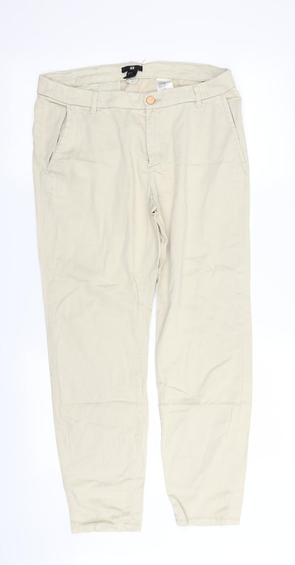 Womens UK Size 10 H&M Regular Fit  Beige Trousers