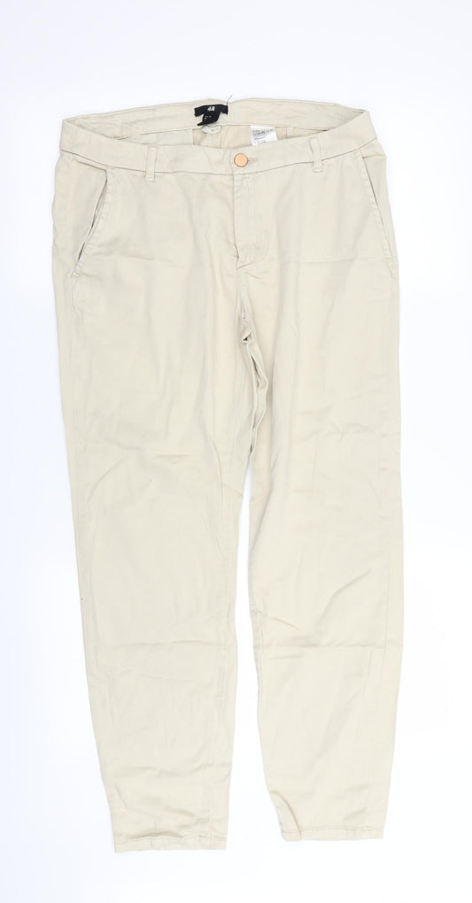 Womens UK Size 10 H&M Regular Fit  Beige Trousers
