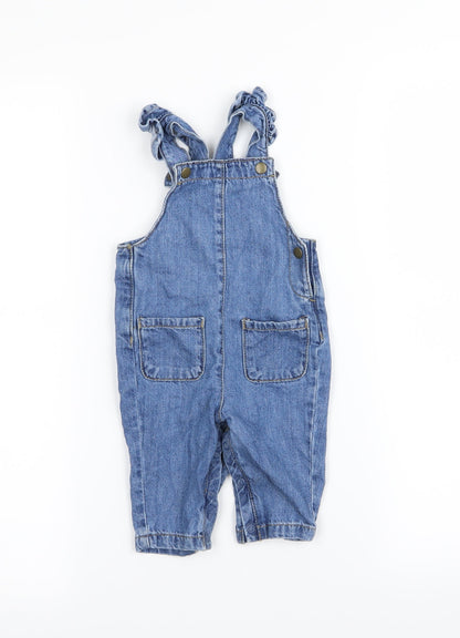 M&S Girls Blue   Dungaree One-Piece Size 0-3 Months