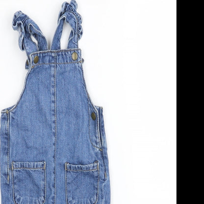 M&S Girls Blue   Dungaree One-Piece Size 0-3 Months